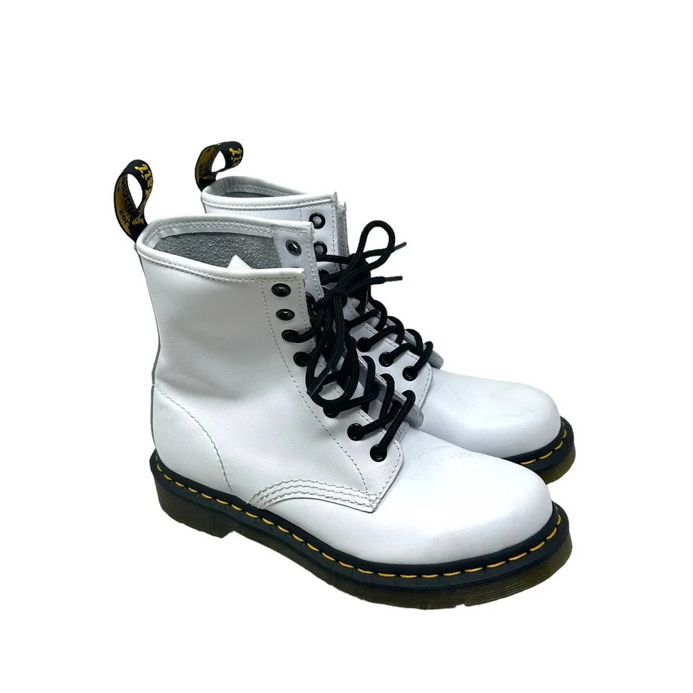 Dr. Martens 1460 Smooth Leather Lace-Up Boots White Size US 7